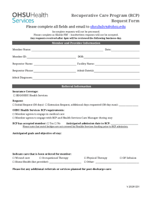 Recuperative Care Program Request Form