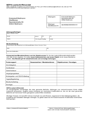 SEPA-Lastschriftmandat Form