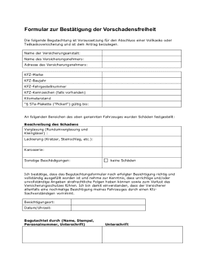 German Vehicle Damage Inspection Form