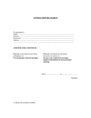 Attestation de CELIBAT