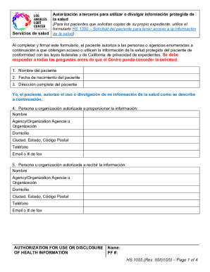 Authorization for Use or Disclosure of Health Information