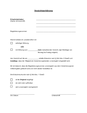 German Insurance Broker License Waiver Form