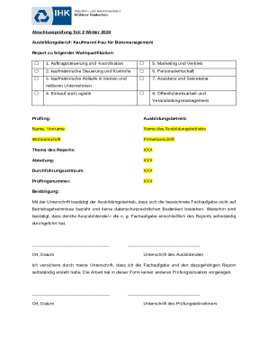 German Apprenticeship Report Form