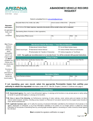 Arizona Abandoned Vehicle Record Request