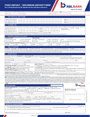 Fixed Deposit Recurring Deposit Form