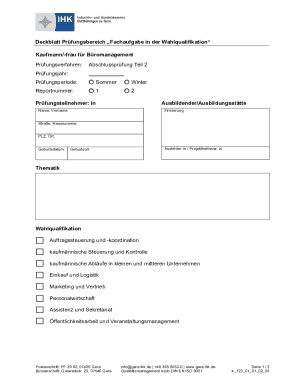German Office Management Exam Form