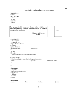 Employee Health Examination Form