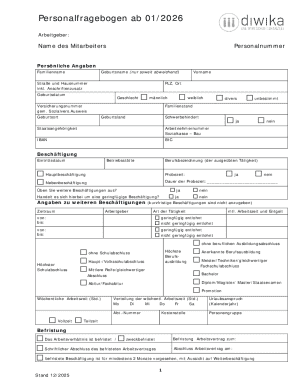 German Employee Information Form