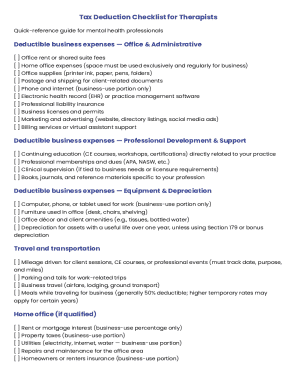Tax Deduction Checklist for Therapists