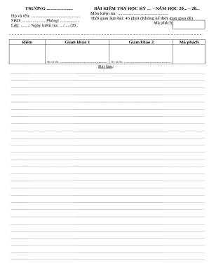 Vietnamese University Exam Form