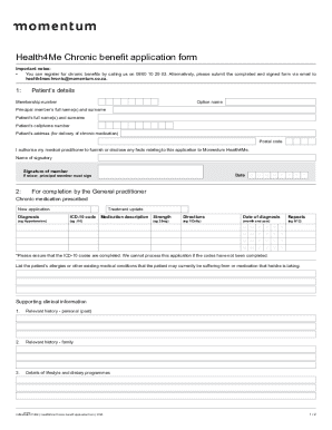 Health4Me Chronic Benefit Application Form