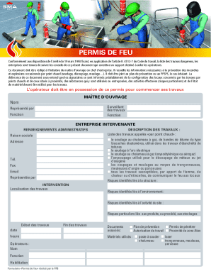 Permis de Feu Work Permit