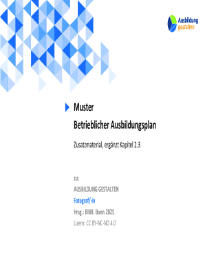 Betrieblicher Ausbildungsplan for Fotograf/-in