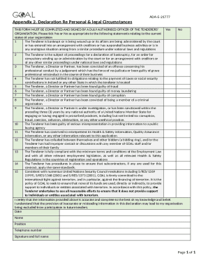 Declaration of Personal and Legal Circumstances