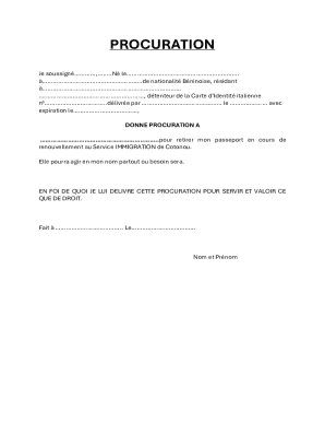 Benin Power of Attorney for Passport Renewal