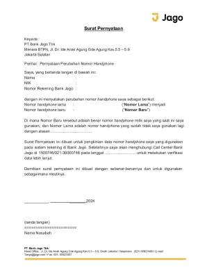 Bank Jago Mobile Number Change Statement