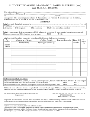 Italian Family Status Self-Certification for DSU (ISEE)