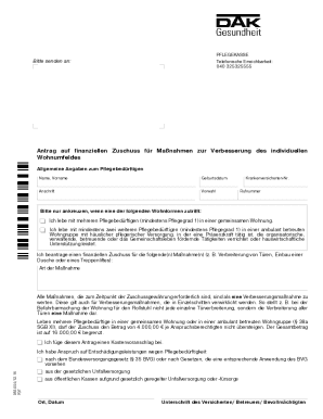 Pflegekasse Financial Assistance Application