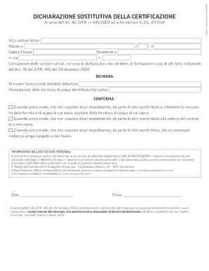 Dichiarazione Sostitutiva Unico Erede