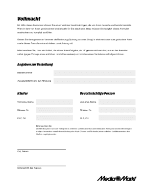 Media Markt Power of Attorney Form