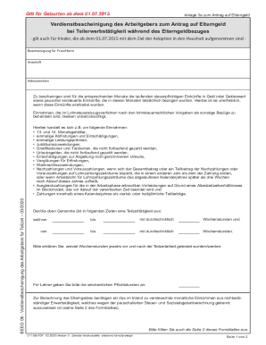 German Parental Leave Income Certification Form