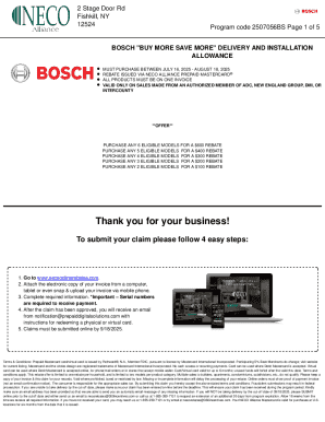 Bosch Buy More Save More Delivery and Installation Allowance