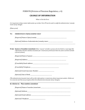 Pension Plan Change of Information Form