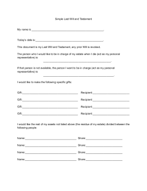 Simple Last Will and Testament