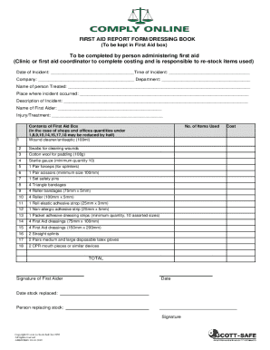 First Aid Report Form