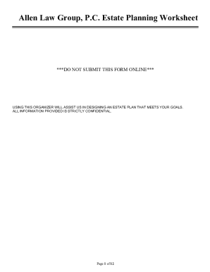 Allen Law Group Estate Planning Worksheet