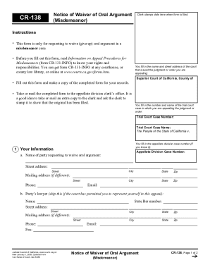 California Misdemeanor Waiver of Oral Argument