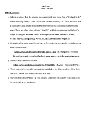 Career Interest Worksheet