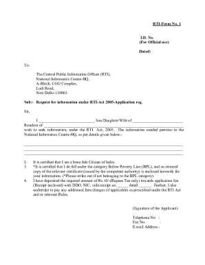 RTI Form No. 1 Application