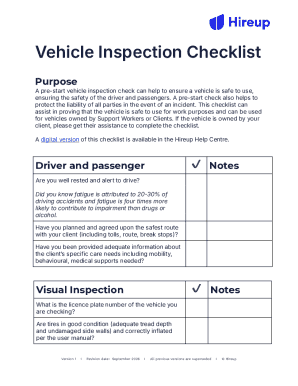 Vehicle Inspection Checklist