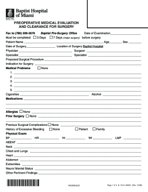 Preoperative Medical Evaluation and Clearance for Surgery