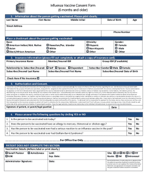 Influenza Vaccine Consent Form