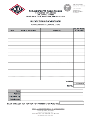 Arkansas Workers' Compensation Mileage Reimbursement Form