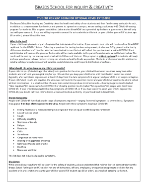 Student Consent Form for Optional COVID-19 Testing