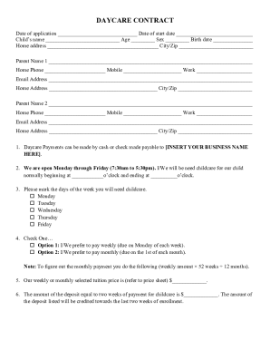 Daycare Contract Agreement