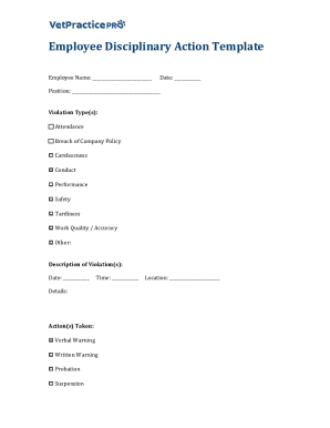 Employee Disciplinary Action Form