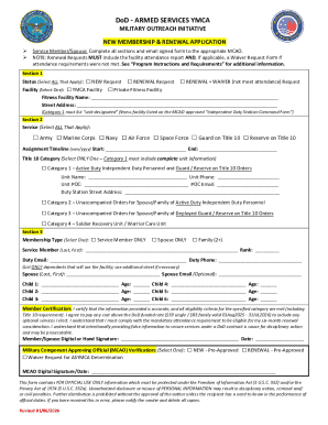 DoD Armed Services YMCA Membership Application