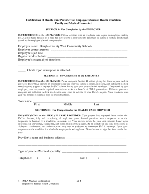 FMLA Medical Certification for Employee's Serious Health Condition