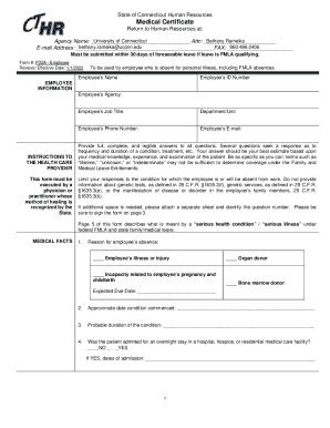Connecticut FMLA Medical Certificate Form