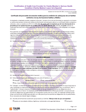 Certification of Health Care Provider for Family Member’s Serious Health Condition (FMLA)