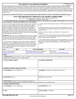 Civil Aircraft Hold Harmless Agreement