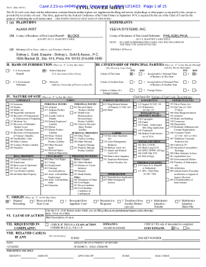 US Federal Civil Cover Sheet Form JS 44