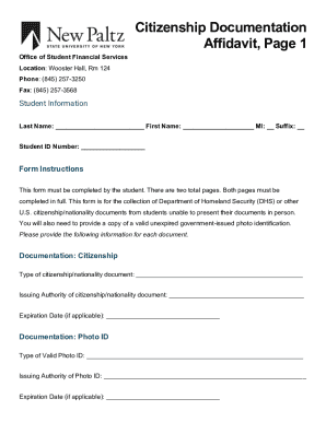 Citizenship Documentation Affidavit