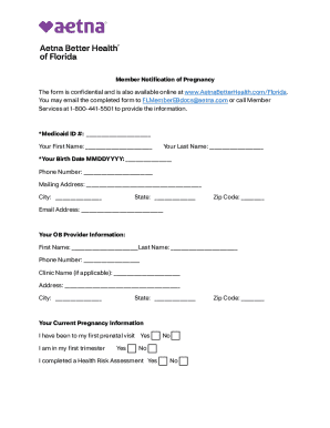 Member Notification of Pregnancy Form