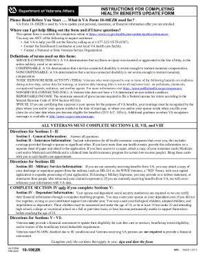 VA Form 10-10EZR Health Benefits Update