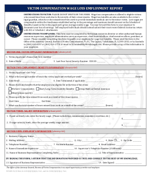 Victim Compensation Wage Loss Employment Report